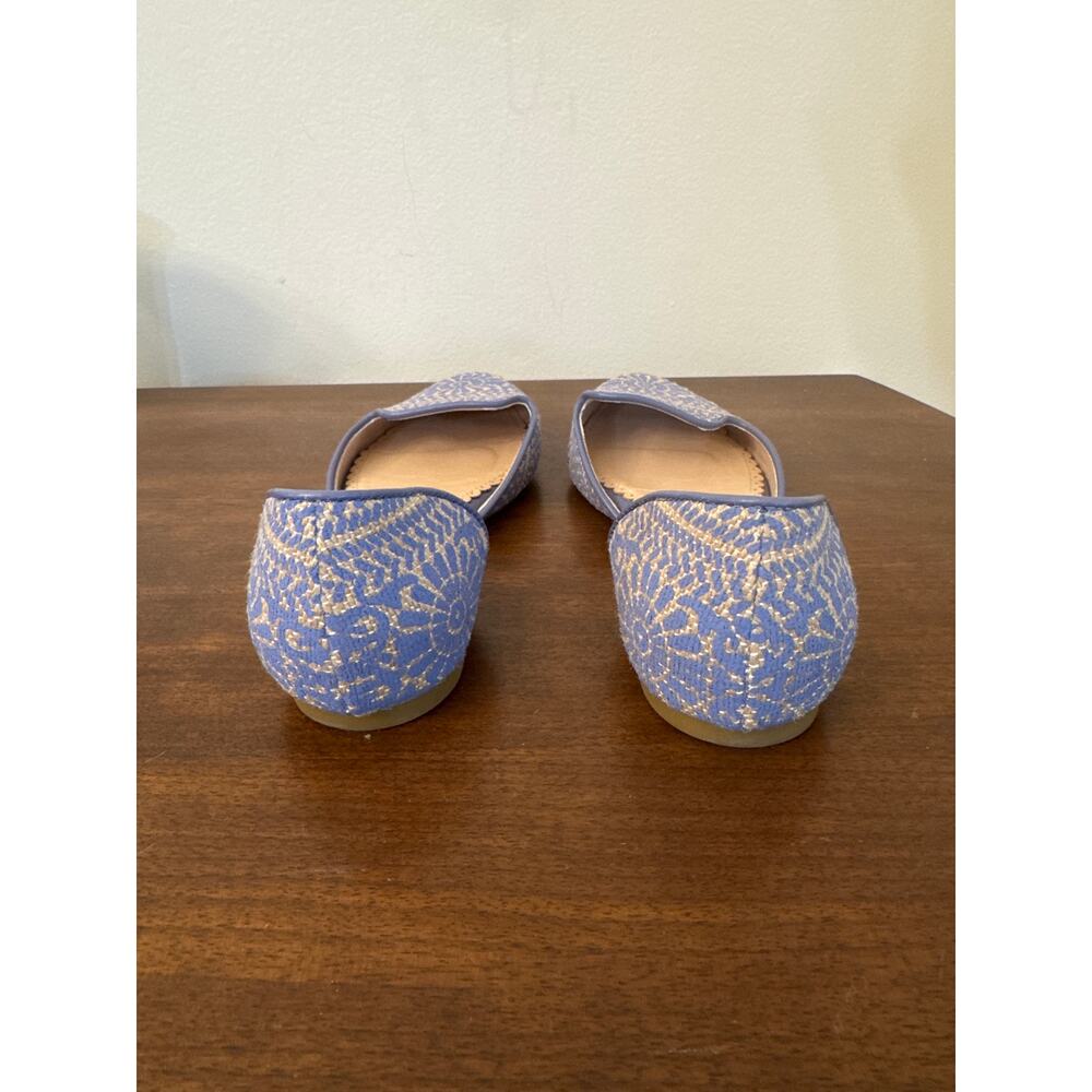Soft Surroundings Amelia D'Orsay Boho Tribal Blue Tan Summer Flat Size 7 - Picture 4 of 8